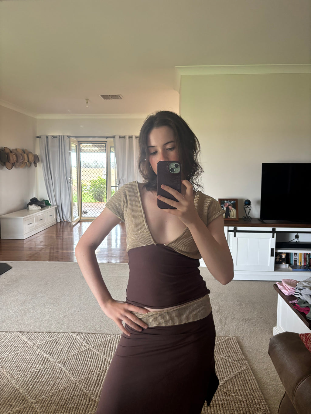Elara top in brown